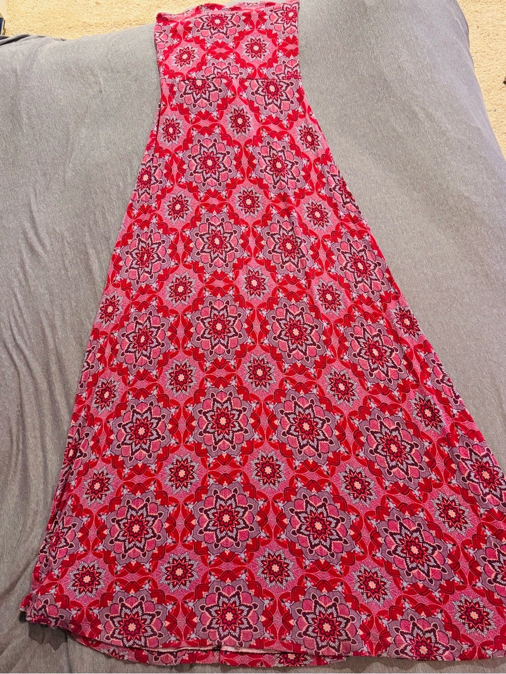 Bohemian Patterned Strapless Dress